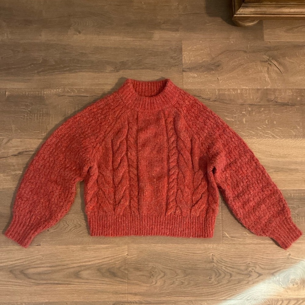 Universal Thread orange cable knit mock neck swea… - image 1